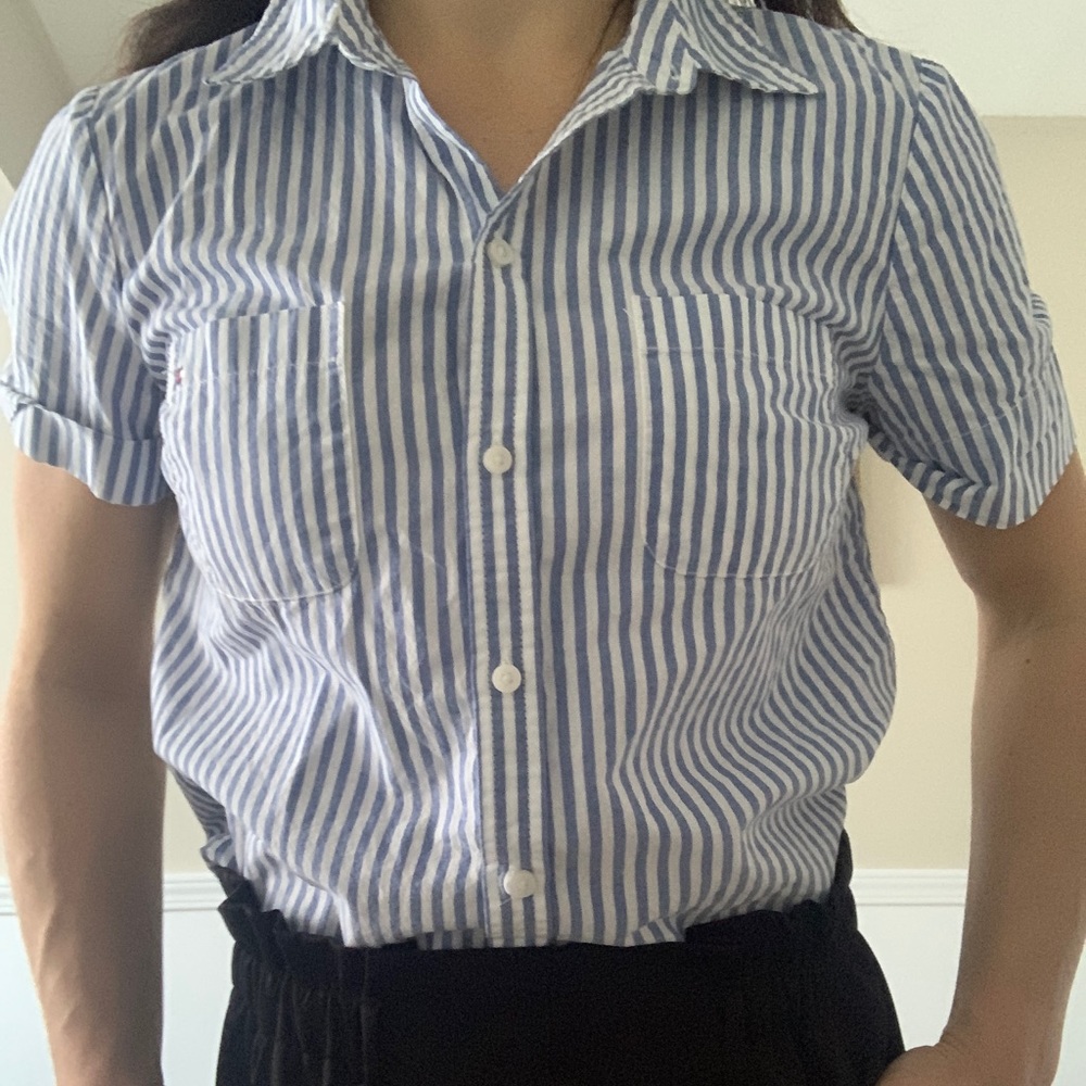 Blue and white stripe Tommy Hilfiger button up